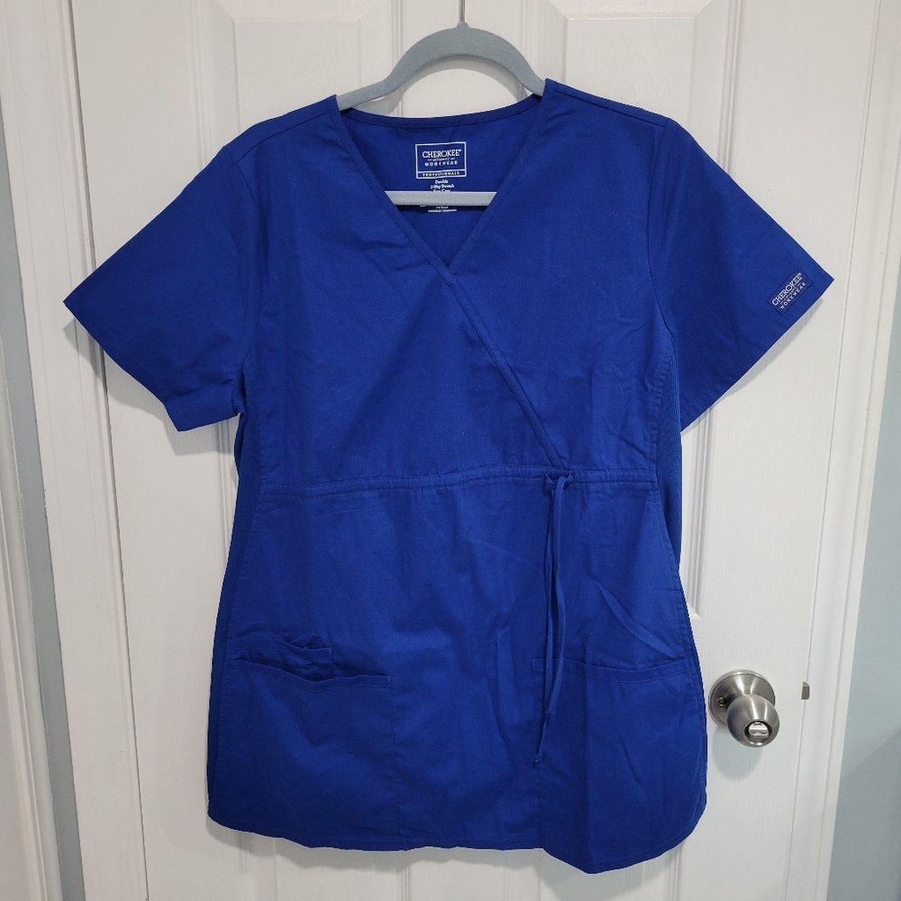 Cherokee Women's Blue Scrub Top Maternity Size M